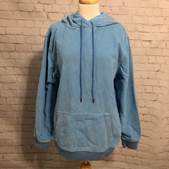 Corduroy Sweatshirt Pullover Blue Cords Unisex - Picture 2 of 8